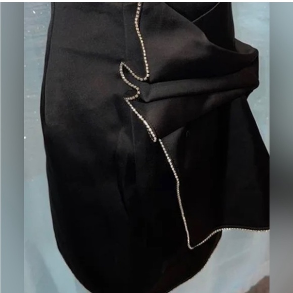 Zara NWOT big bow jeweled crystal rhinestone trim satin mini skirt - Picture 5 of 14